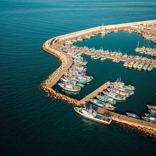 Aerial view of Algerian fishing port